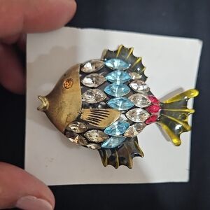 Colorful Fish Ornament with Crystals